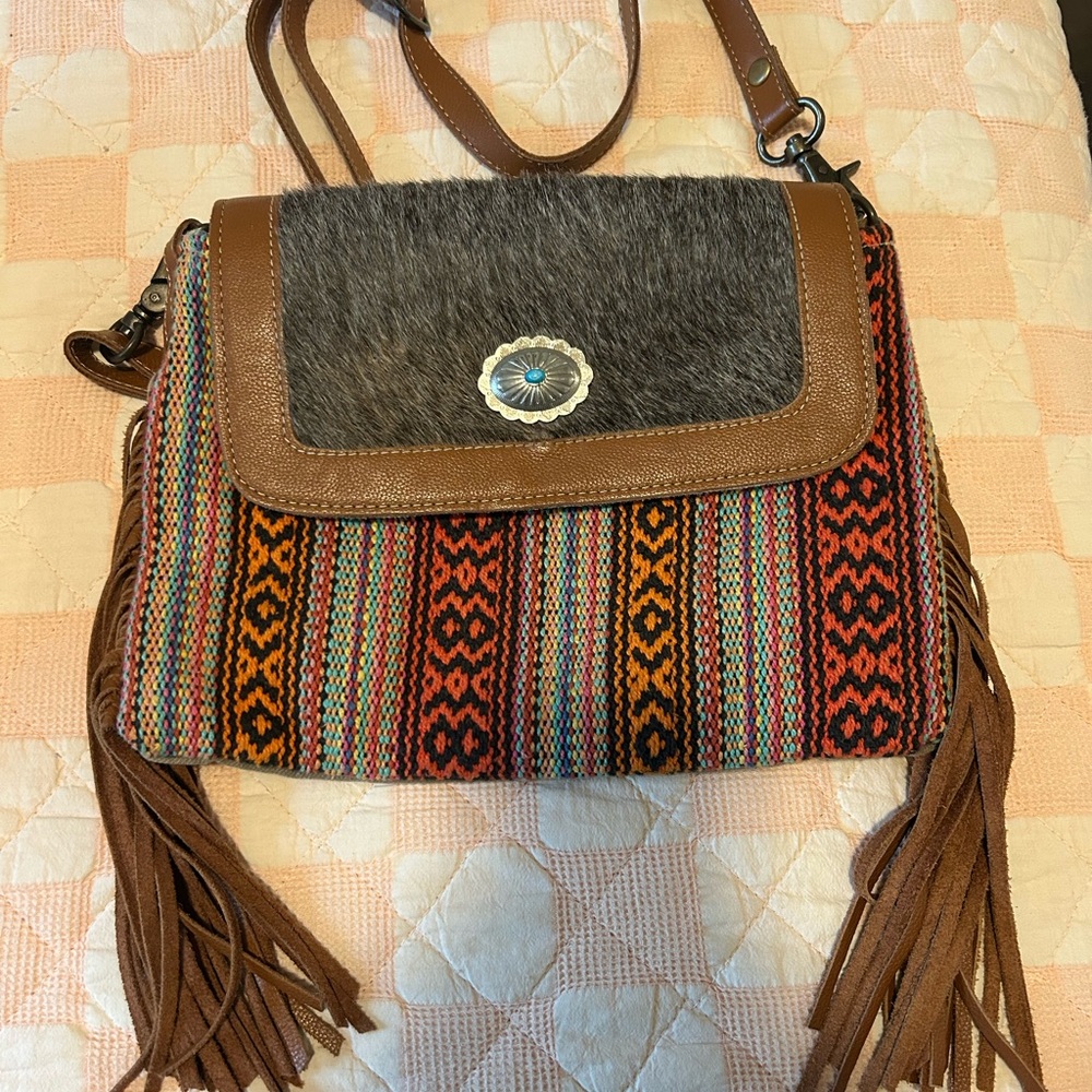 Myra Bag Brown and Multicolor Crossbody